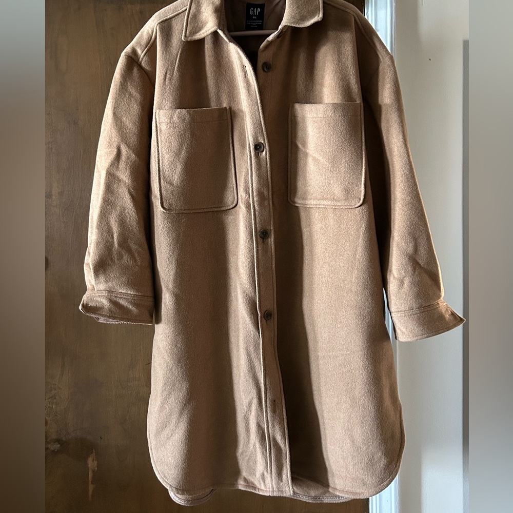 GAP Camel Wool Oversized Shirt Jacket